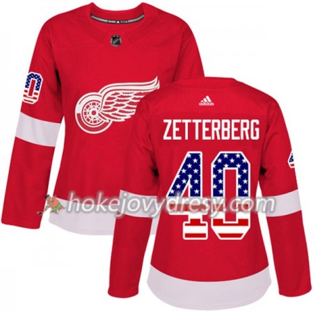 Dámské Hokejový Dres Detroit Red Wings Henrik Zetterberg 40 2017-2018 USA Flag Fashion Černá Adidas Authentic